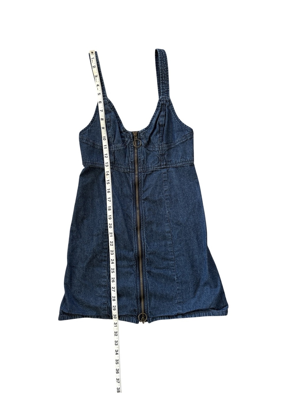 Free People Marjorie Denim Zip Front Mini Dress Size 2 - Picture 7 of 8